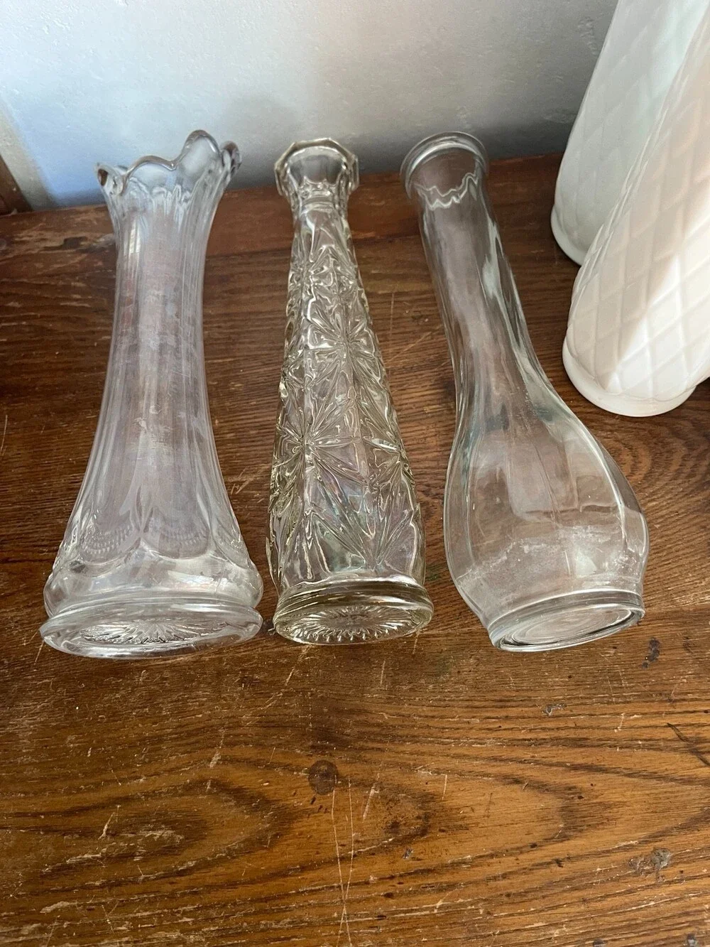 VTG Milk Glass Clear White Flower Bud Vase Lot 10 Mixed Styles Wedding MCM Decor